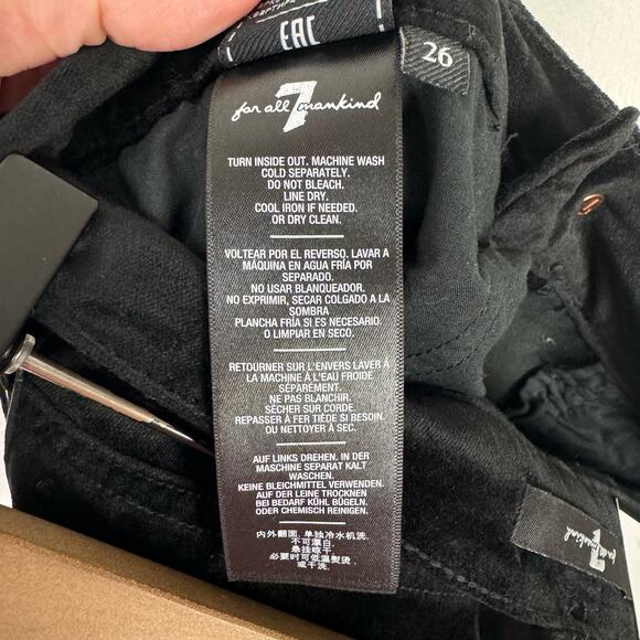 7 for all Mankind NWT Black Velvet High Waist Ankle Skinny Exposed Button Pants - Picture 8 of 9